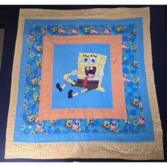 Handmade Spongebob Quilt Blanket 48" x 48" - Picture 1 of 4